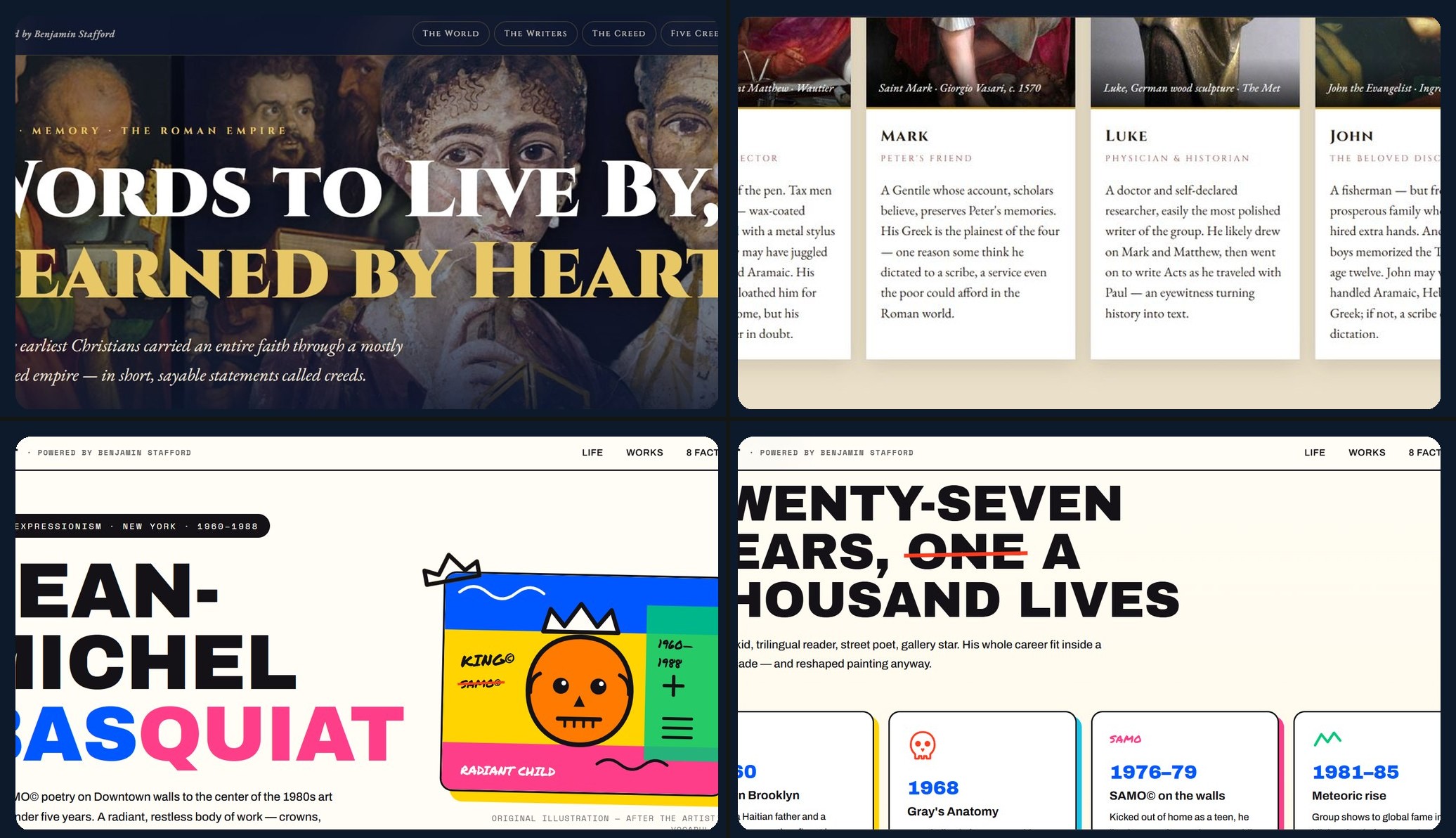Credo and Basquiat long-form editorial sites