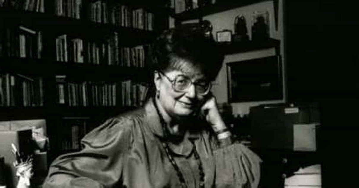 Andre Norton in her library