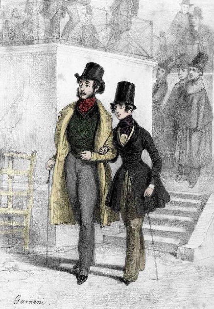 George Sand in tailored menswear, portrait by Daniel Gavarni